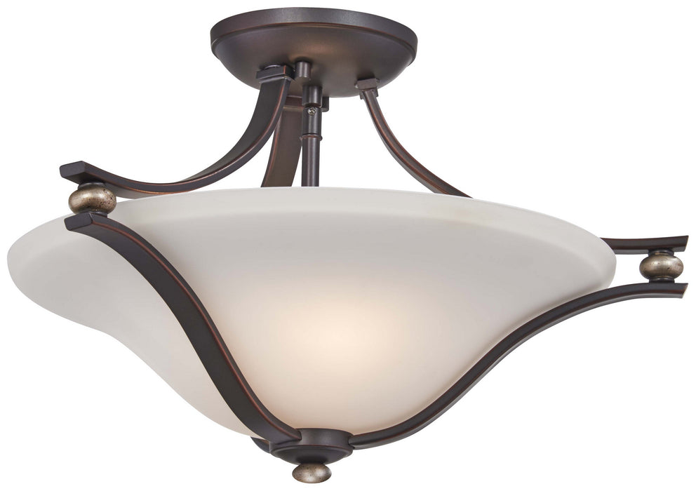 Minka-Lavery 3282-589 Two Light Semi Flush Mount, Lathan Bronze With Gold Highli