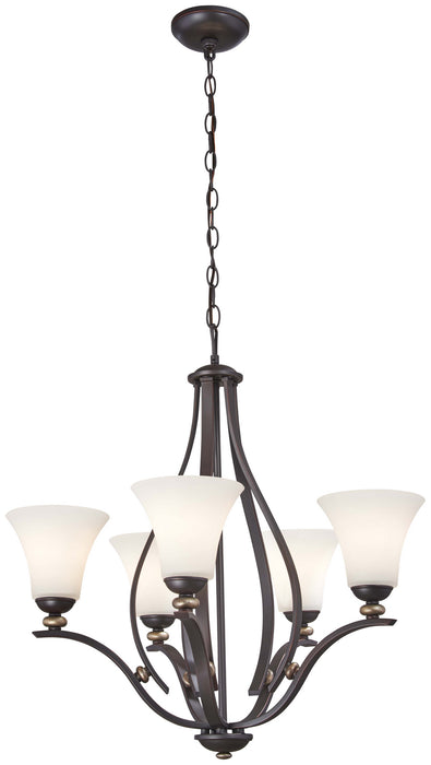 Minka-Lavery 3285-589 Five Light Chandelier, Lathan Bronze With Gold Highli