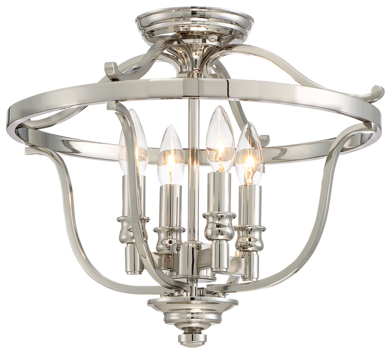 Minka-Lavery 3296-613 Four Light Semi Flush Mount, Polished Nickel