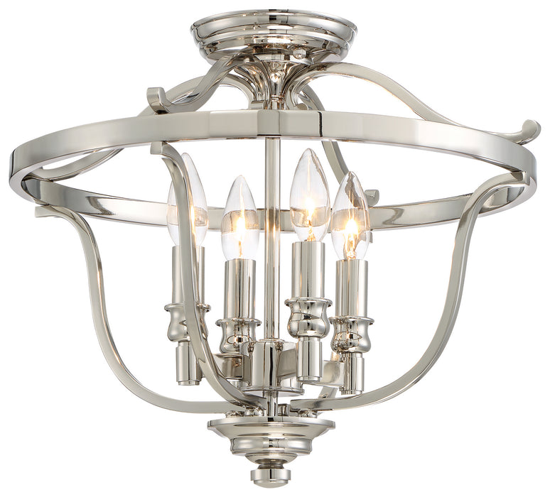 Minka-Lavery 3296-613 Four Light Semi Flush Mount, Polished Nickel