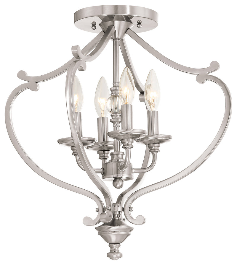 Minka-Lavery 3332-84 Four Light Semi Flush Mount(Convertible), Brushed Nickel