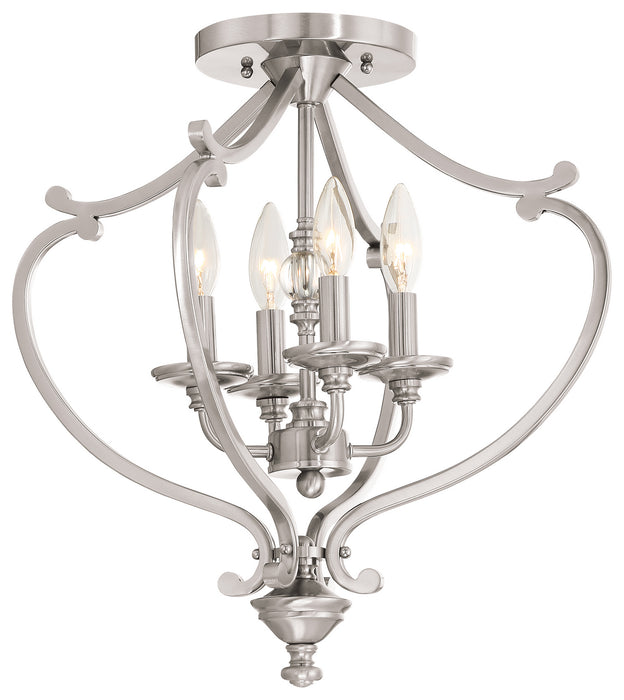 Minka-Lavery 3332-84 Four Light Semi Flush Mount(Convertible), Brushed Nickel
