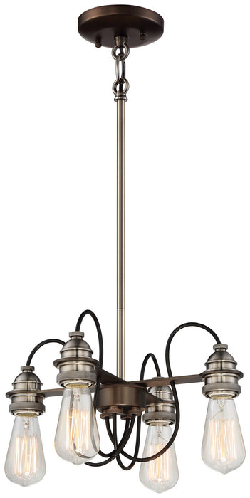 Minka-Lavery 4454-784 Four Light Semi Flush Mount, Harvard Court Bronze W/Pewter