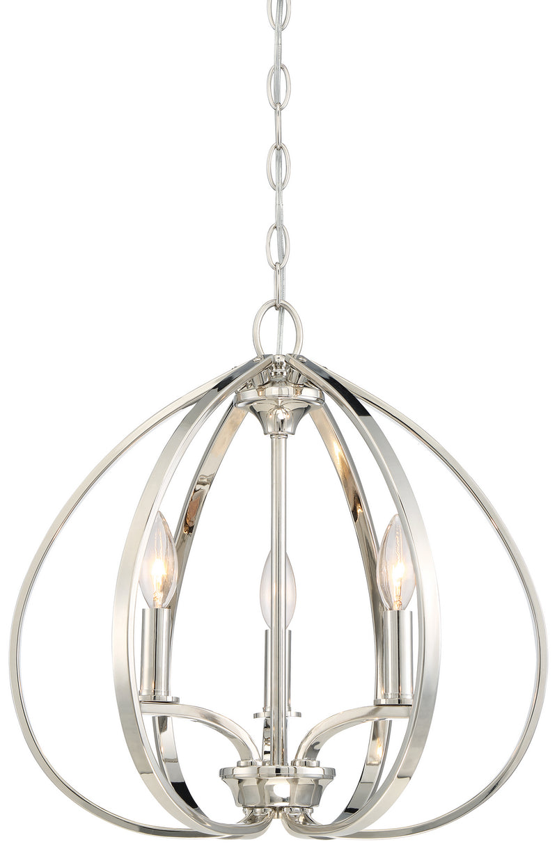 Minka-Lavery 4982-613 Three Light Pendant, Polished Nickel