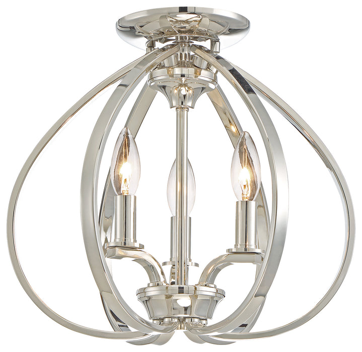 Minka-Lavery 4983-613 Three Light Semi Flush Mount, Polished Nickel