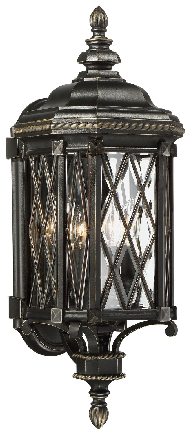 Minka-Lavery 9321-585 Four Light Outdoor Wall Mount, Coal W/Gold Highlights