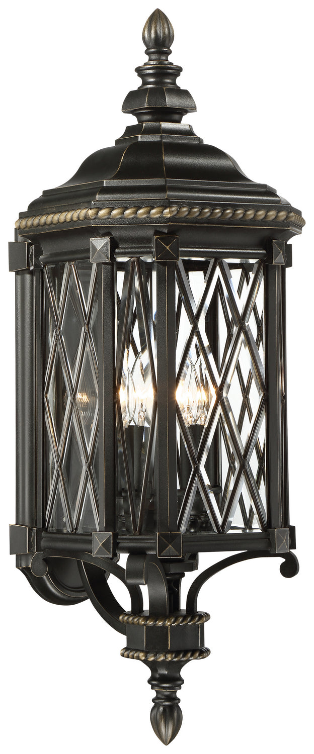 Minka-Lavery 9322-585 Four Light Outdoor Wall Mount, Coal W/Gold Highlights