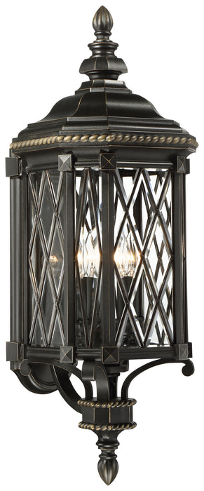 Minka-Lavery 9322-585 Four Light Outdoor Wall Mount, Coal W/Gold Highlights