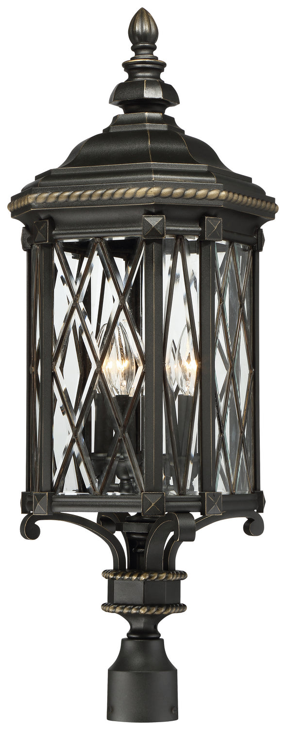 Minka-Lavery 9326-585 Four Light Post Mount, Coal W/Gold Highlights