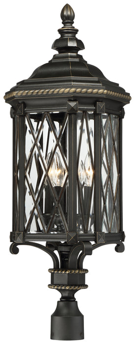 Minka-Lavery 9326-585 Four Light Post Mount, Coal W/Gold Highlights