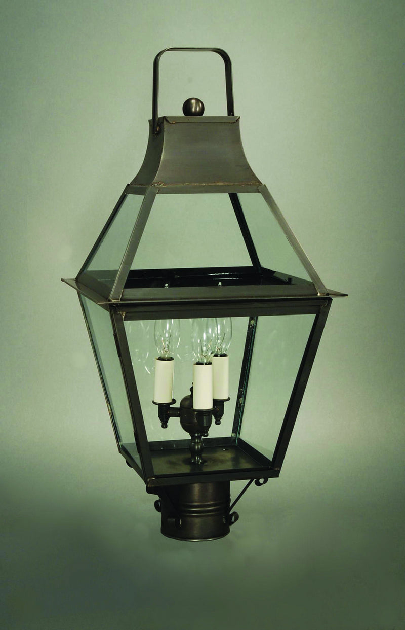Northeast Lantern 2243-DB-LT3-CLR Three Light Post Mount, Dark Brass