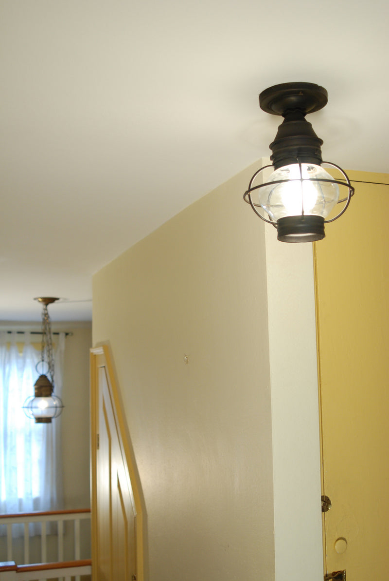 Northeast Lantern 2524-DB-MED-CLR One Light Flush Mount, Dark Brass