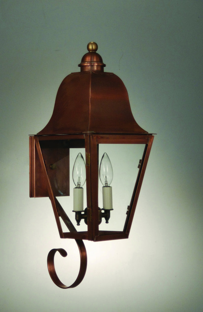 Northeast Lantern 6406-AC-LT2-CLR Two Light Wall Mount, Antique Copper