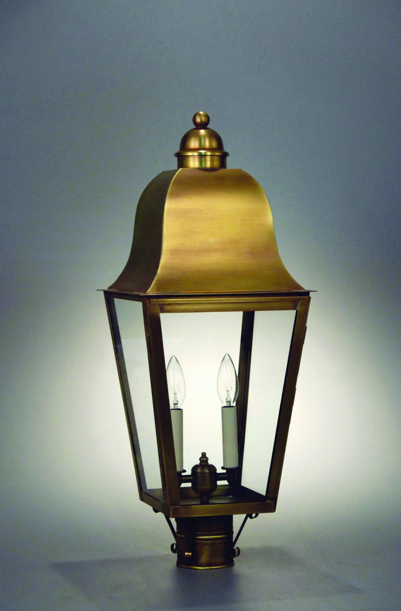 Northeast Lantern 6413-AB-LT2-CLR Three Light Post Mount, Antique Brass