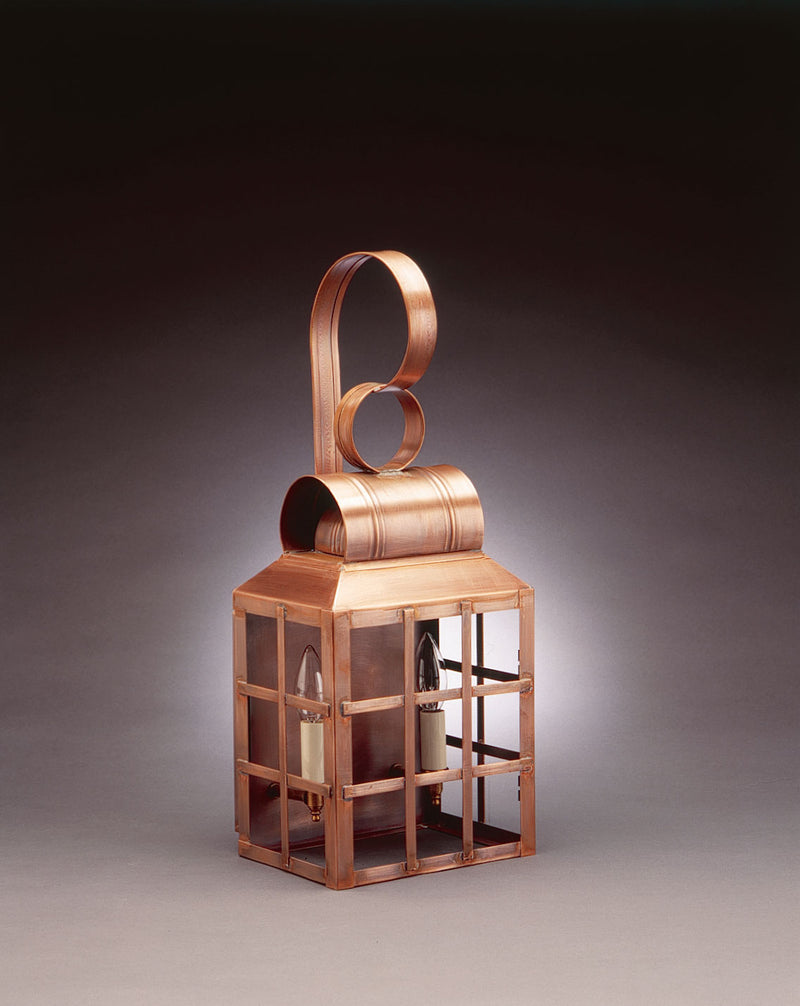 Northeast Lantern 8131-AC-LT2-CLR Two Light Wall Mount, Antique Copper