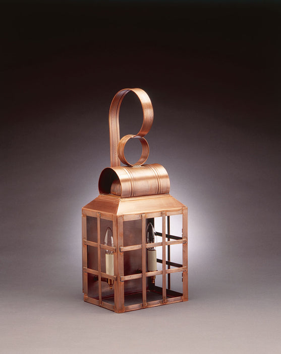 Northeast Lantern 8131-AC-LT2-CLR Two Light Wall Mount, Antique Copper