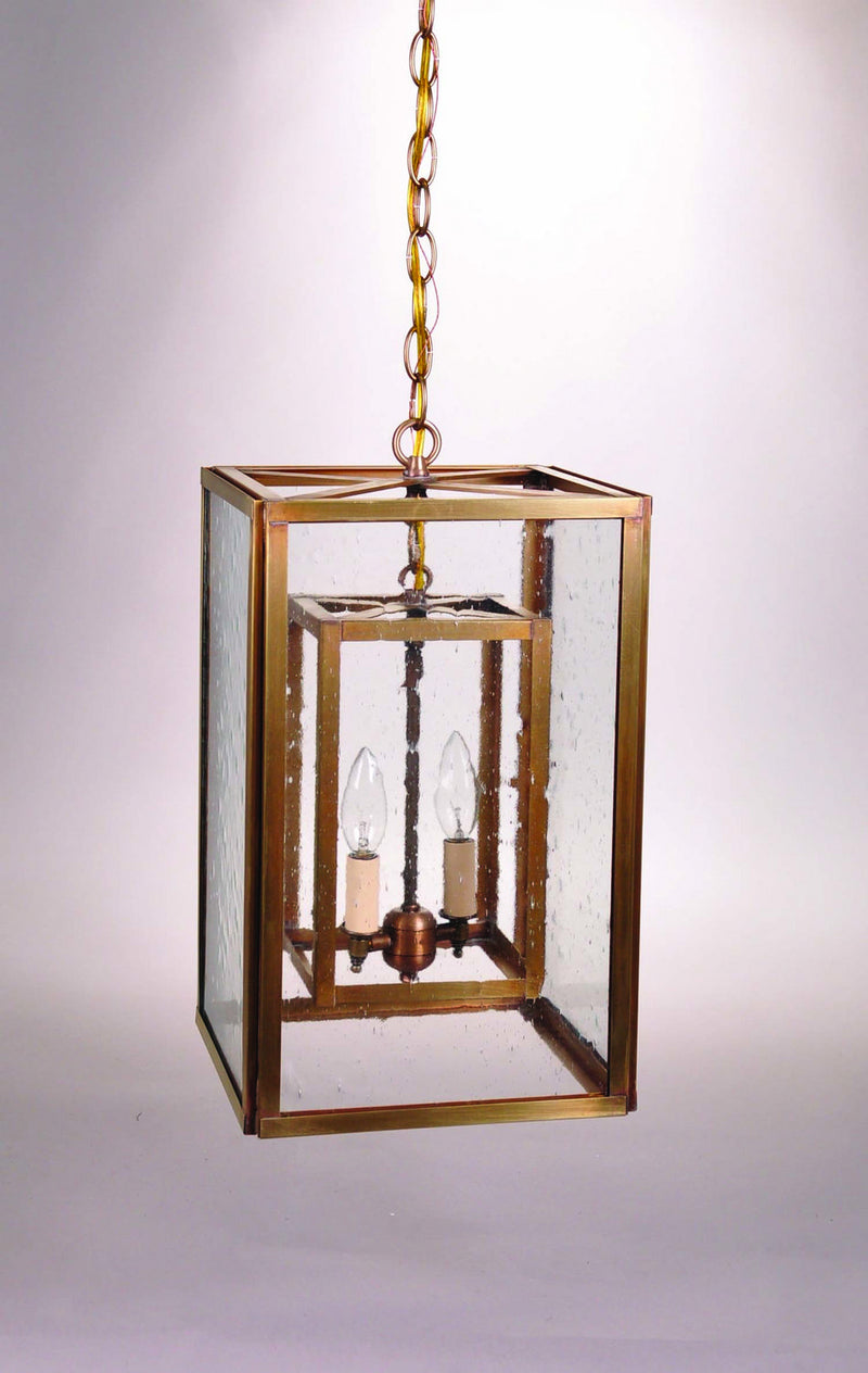 Northeast Lantern SS1016-AB-LT2-CSG Two Light Hanging Lantern, Antique Brass