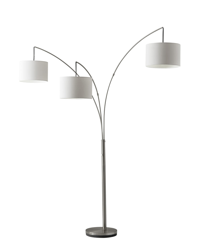 Adesso Home 4238-22 Three Light Arc Lamp, Brushed Steel