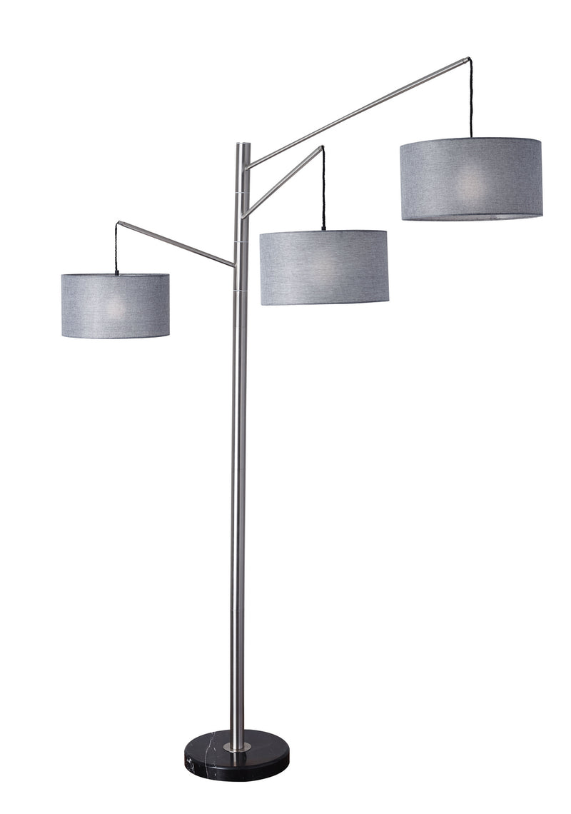 Adesso Home 4255-22 Three Light Arc Lamp, Black Marble