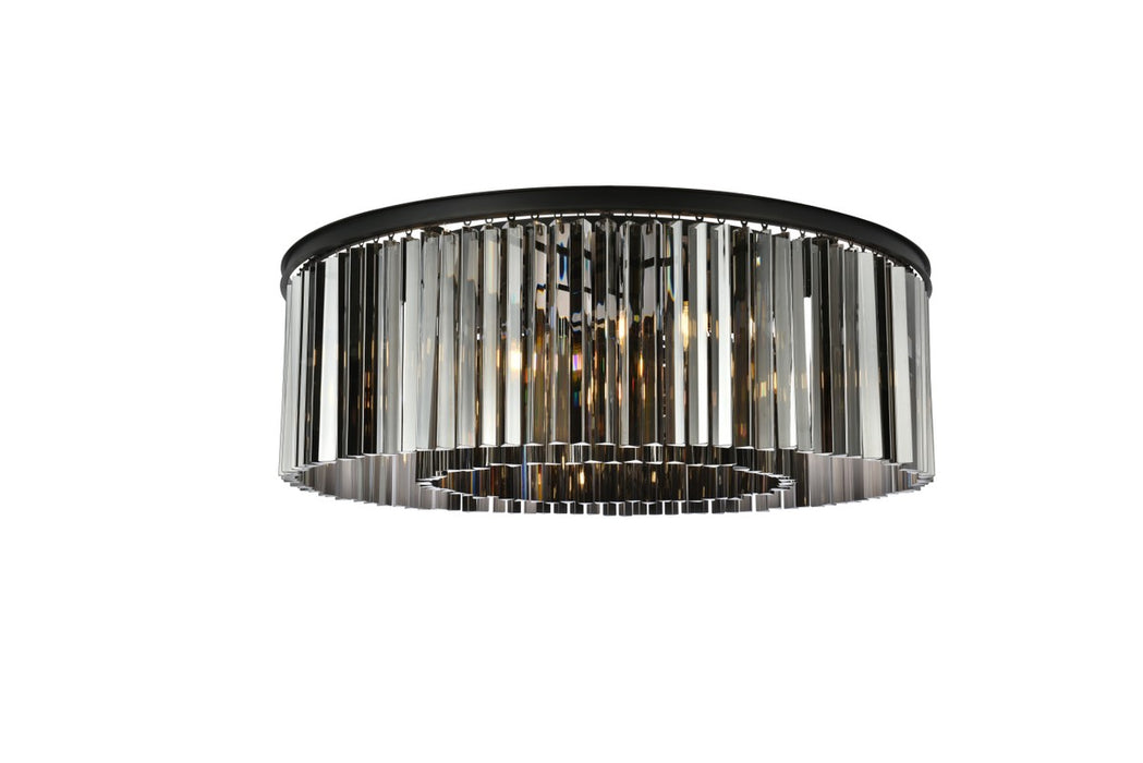 Elegant Lighting 1208F43MB-SS/RC Ten Light Flush Mount, Matte Black