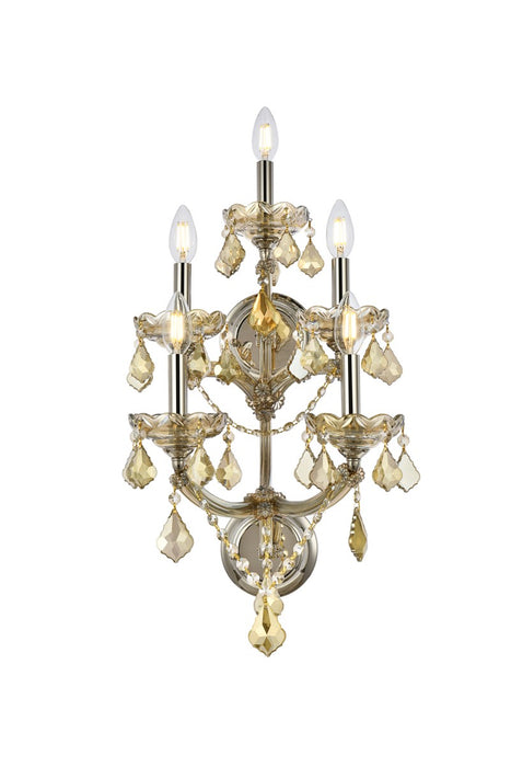 Elegant Lighting 2800W5GT-GT/RC Five Light Wall Sconce, Golden Teak