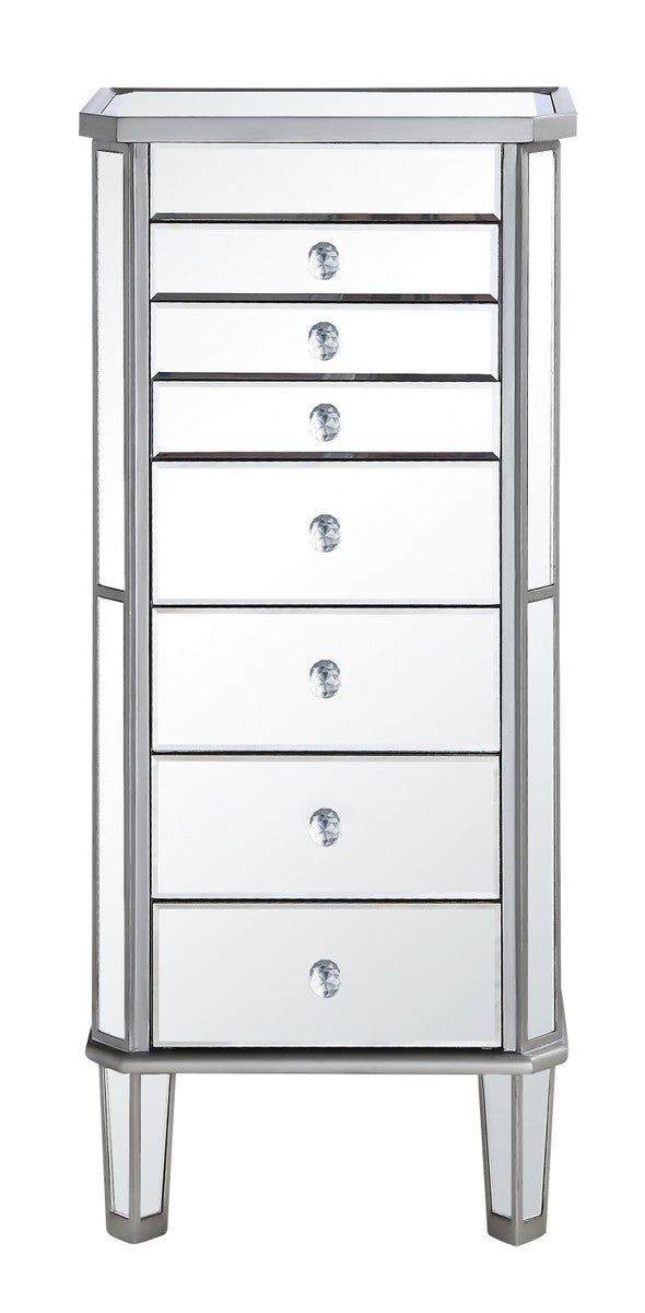 Elegant Lighting MF6-1003SC Jewelry Armoire, Hand Rubbed Antique Silver