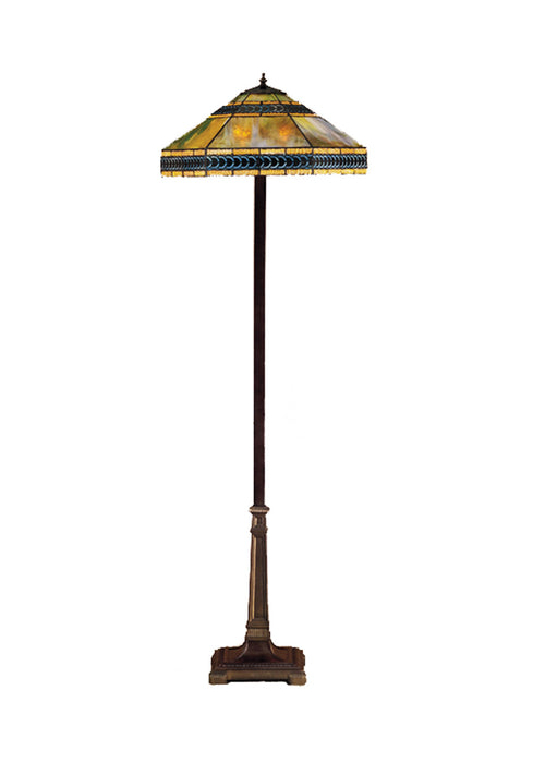 Meyda Tiffany 26567 Two Light Floor Lamp, Oakaag Orange Purple/Blue