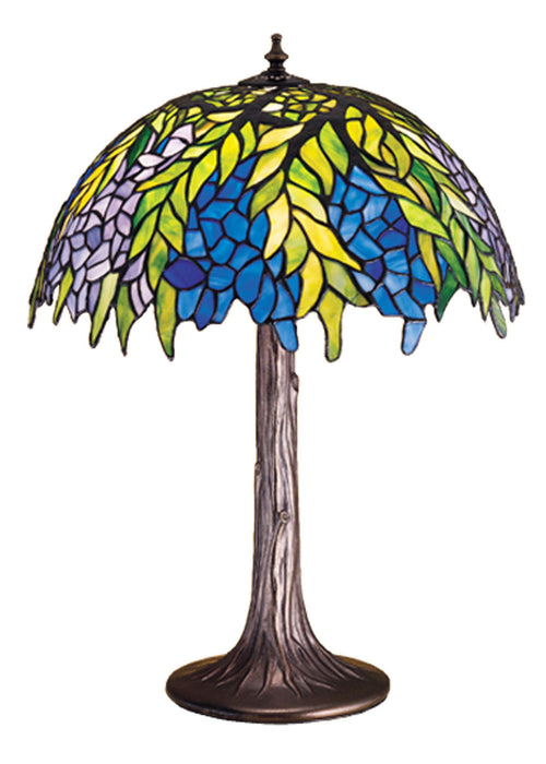 Meyda Tiffany 30541 One Light Table Lamp, Lt Blue Pr Lt Green