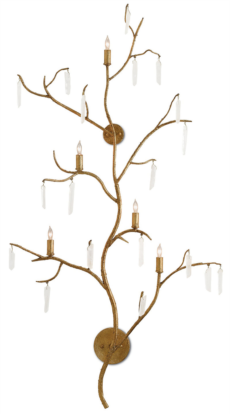 Currey and Company 5000-0014 Five Light Wall Sconce, Washed Lucerne Gold/Natural