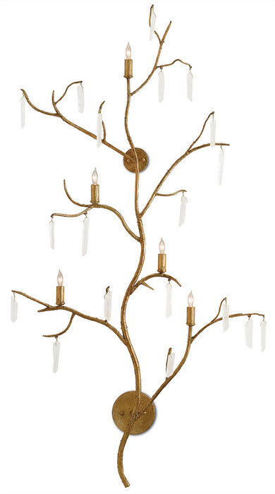 Currey and Company 5000-0014 Five Light Wall Sconce, Washed Lucerne Gold/Natural