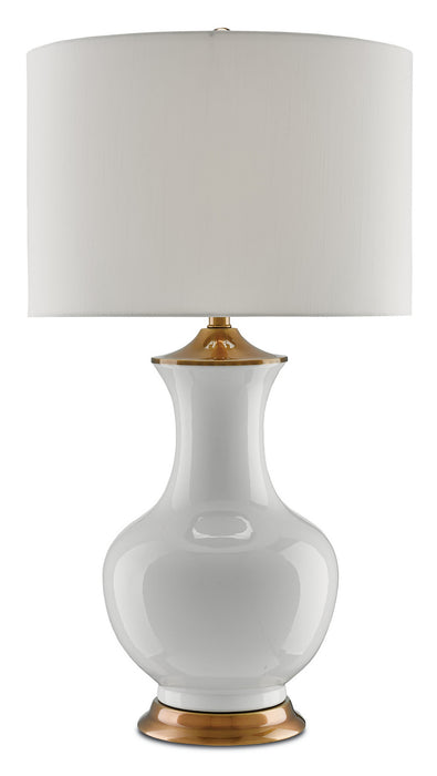 Currey and Company 6000-0020 One Light Table Lamp, White/Antique Brass
