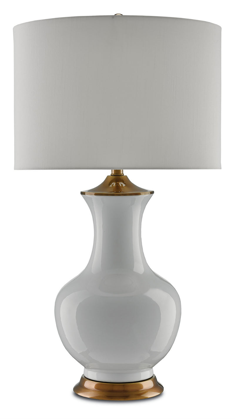 Currey and Company 6000-0020 One Light Table Lamp, White/Antique Brass