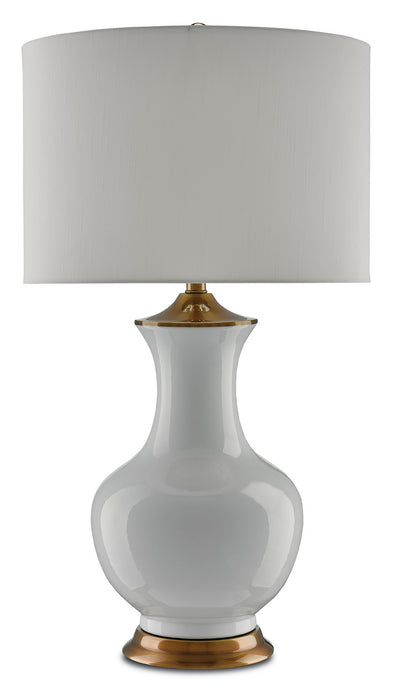 Currey and Company 6000-0020 One Light Table Lamp, White/Antique Brass