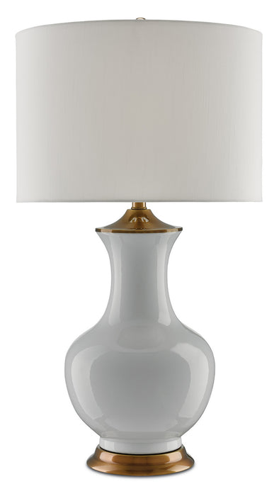 Currey and Company 6000-0020 One Light Table Lamp, White/Antique Brass