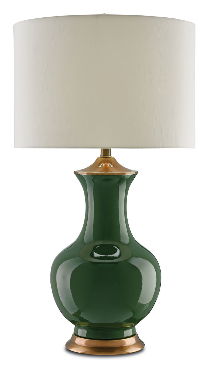 Currey and Company 6000-0022 One Light Table Lamp, Green/Antique Brass