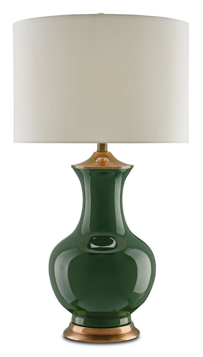 Currey and Company 6000-0022 One Light Table Lamp, Green/Antique Brass