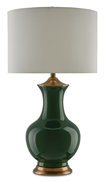 Currey and Company 6000-0022 One Light Table Lamp, Green/Antique Brass