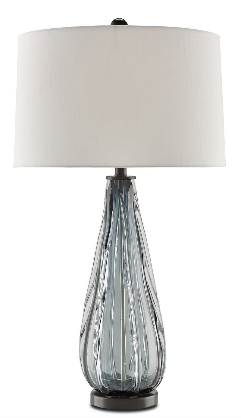 Currey and Company 6000-0027 One Light Table Lamp, Blue-Gray/Clear/Black