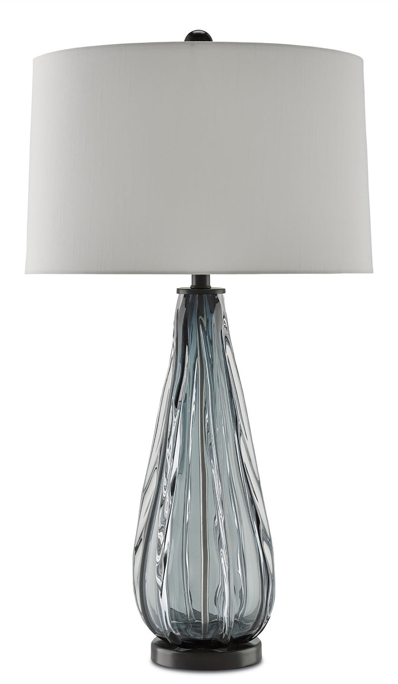 Currey and Company 6000-0027 One Light Table Lamp, Blue-Gray/Clear/Black