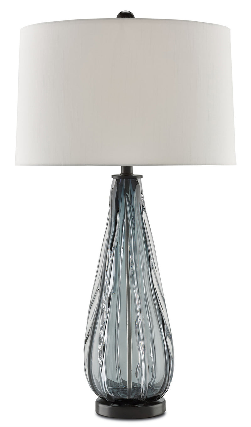Currey and Company 6000-0027 One Light Table Lamp, Blue-Gray/Clear/Black
