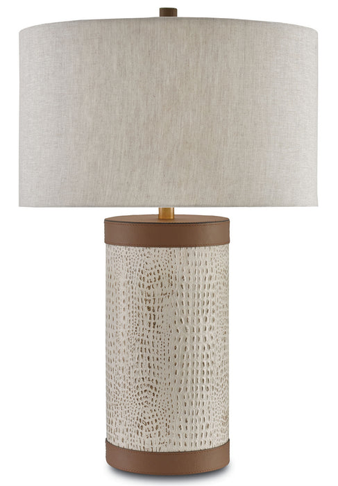 Currey and Company 6000-0038 One Light Table Lamp, Ivory/Brown/Brushed Brass