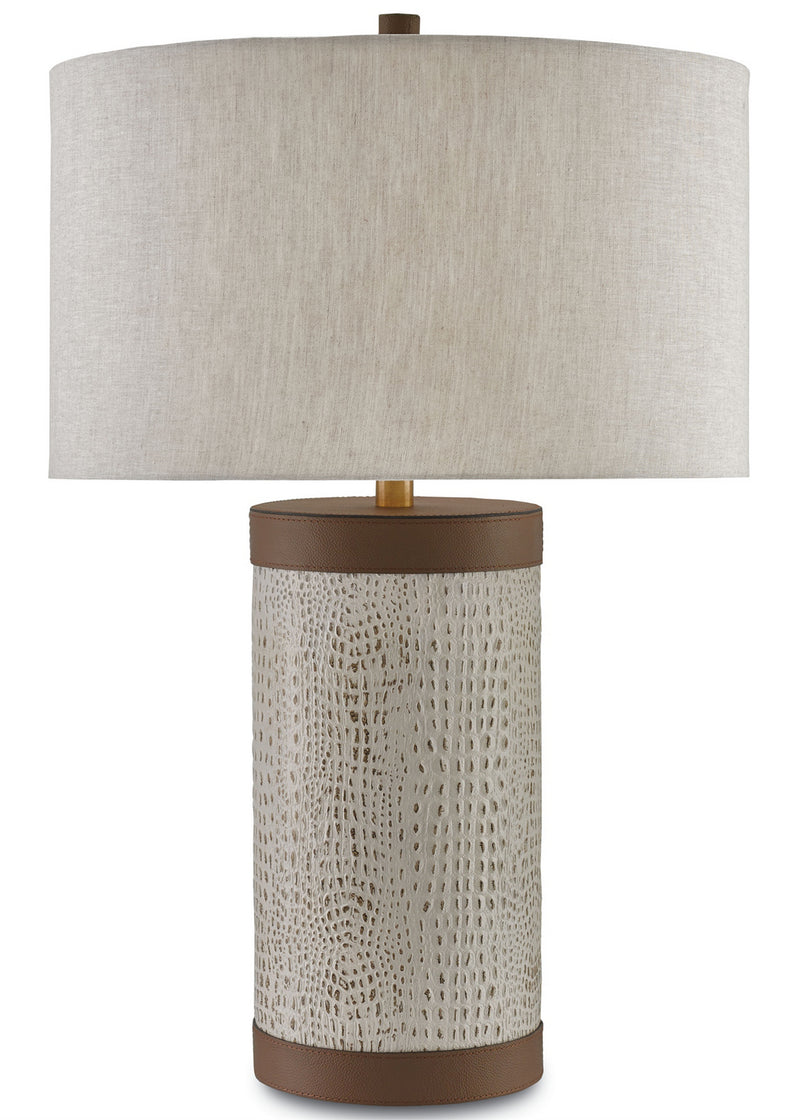 Currey and Company 6000-0038 One Light Table Lamp, Ivory/Brown/Brushed Brass