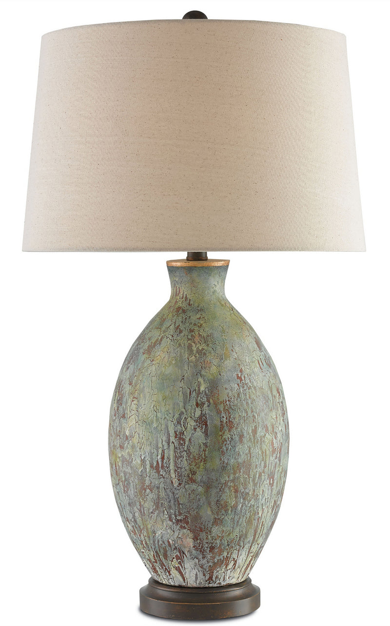 Currey and Company 6000-0050 One Light Table Lamp, Green/Dark Red/Bronze Gold