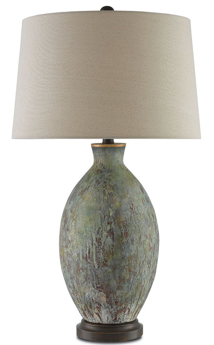 Currey and Company 6000-0050 One Light Table Lamp, Green/Dark Red/Bronze Gold