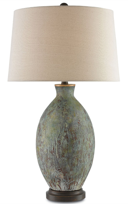 Currey and Company 6000-0050 One Light Table Lamp, Green/Dark Red/Bronze Gold