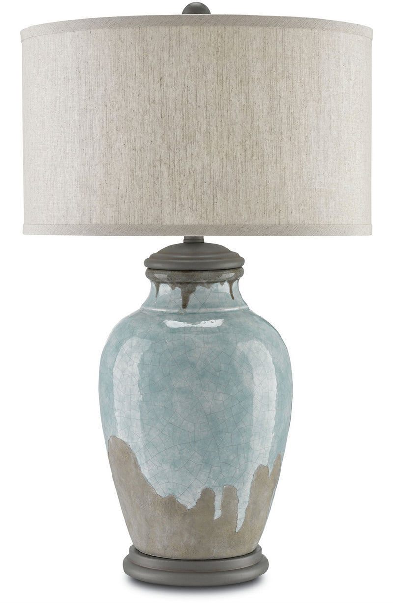 Currey and Company 6000-0057 One Light Table Lamp, Blue-Green/Gray/Hiroshi Gray