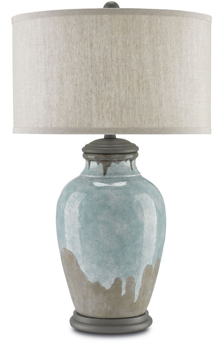 Currey and Company 6000-0057 One Light Table Lamp, Blue-Green/Gray/Hiroshi Gray