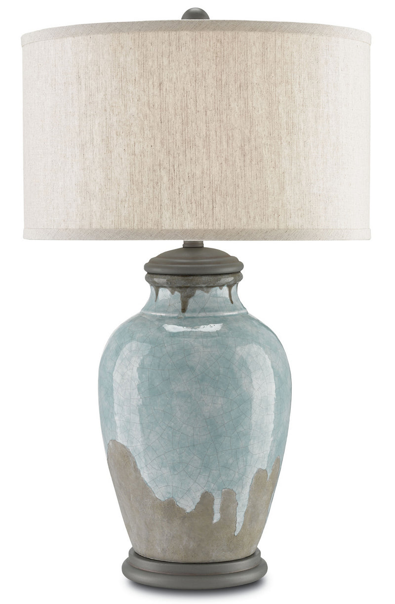 Currey and Company 6000-0057 One Light Table Lamp, Blue-Green/Gray/Hiroshi Gray