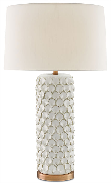 Currey and Company 6000-0067 One Light Table Lamp, Cream/Antique Brass