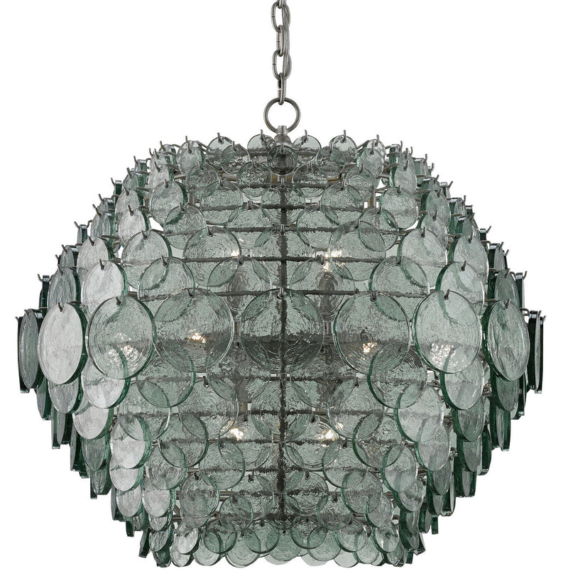 Currey and Company 9000-0009 14 Light Chandelier, Painted Silver Granello